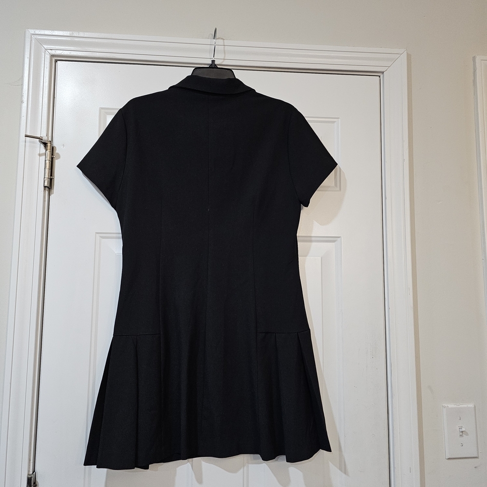 Zara Black Pleated Button-Down Mini Dress Size XL {Bx22} - Picture 8 of 11